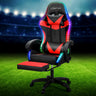 Artiss 6-Point Massage Gaming Office Chair — 7 LED Colours, Footrest, Black PVC — Allure Home Collections