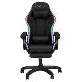 Albany black LED gaming chair with footrest in a gaming setup