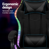 Albany black LED gaming chair with footrest in a gaming setup