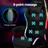 Albany black LED gaming chair with footrest in a gaming setup