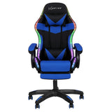 Albany blue LED gaming chair with footrest in a gaming setup