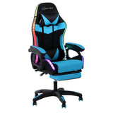 Albany cyan LED gaming chair with footrest in a gaming setup
