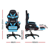 Albany cyan LED gaming chair with footrest in a gaming setup