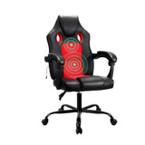 Artiss KHIR Ergonomic 2-Zone Massage Gaming Chair — Red PU Leather — Allure Home Collections