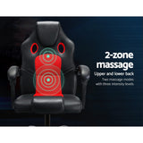 Artiss KHIR Ergonomic 2-Zone Massage Gaming Chair — Red PU Leather — Allure Home Collections