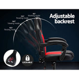 Artiss KHIR Ergonomic 2-Zone Massage Gaming Chair — Red PU Leather — Allure Home Collections