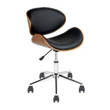 Artiss Retro Wooden Office Chair with Black Leather Seat — Allure Home Collections