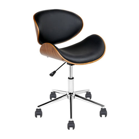 Artiss Retro Wooden Office Chair with Black Leather Seat — Allure Home Collections