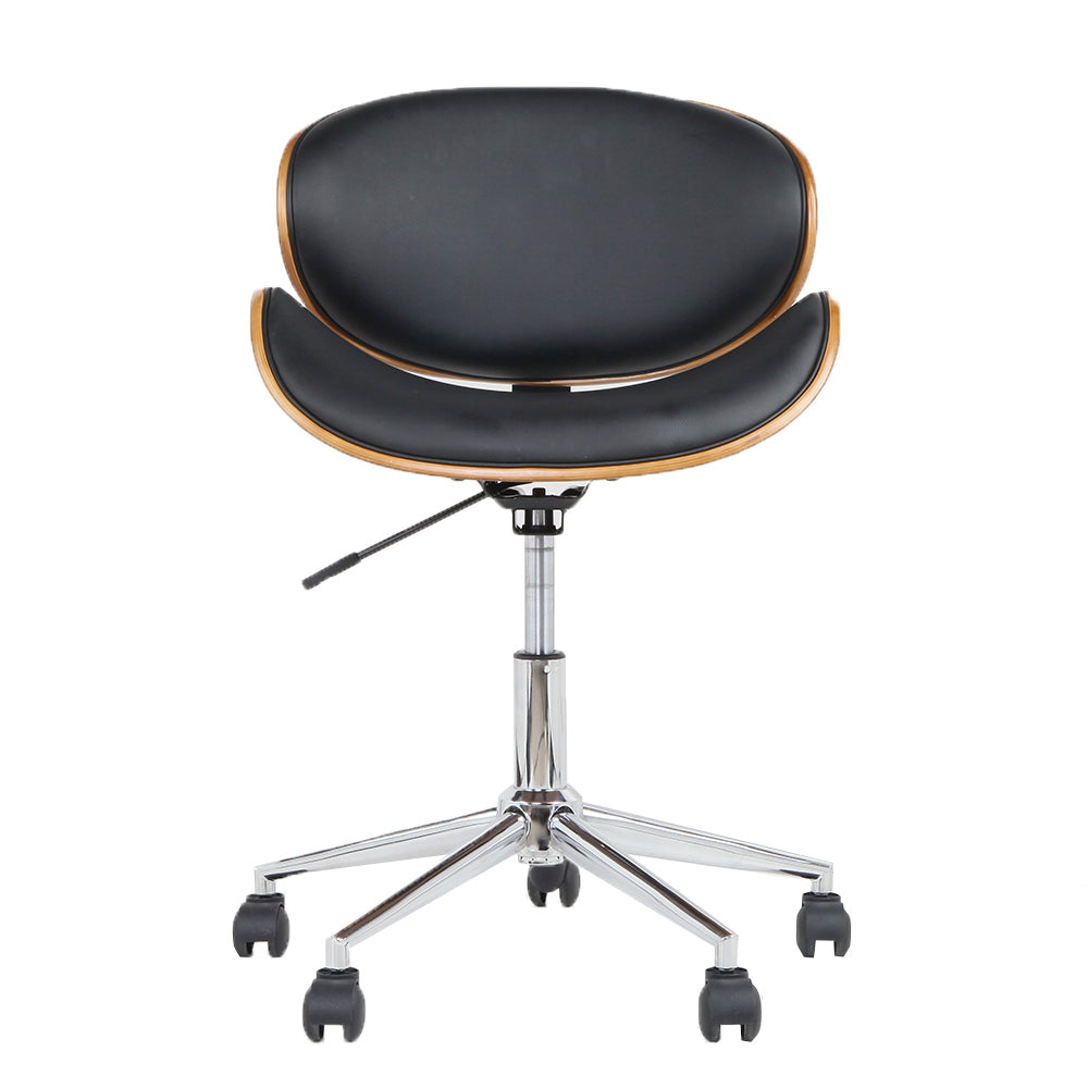 Artiss Retro Wooden Office Chair with Black Leather Seat — Allure Home Collections