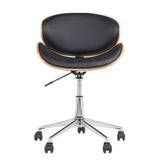 Artiss Retro Wooden Office Chair with Black Leather Seat — Allure Home Collections