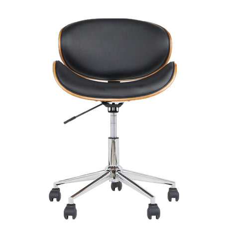 Artiss Retro Wooden Office Chair with Black Leather Seat — Allure Home Collections