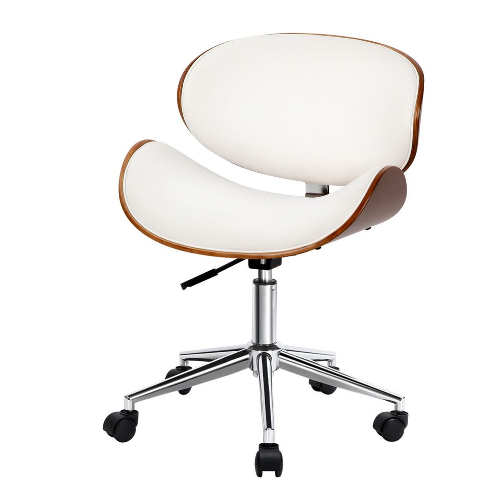 Dongara white and brown retro wooden office chair