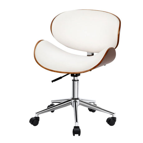 Dongara white and brown retro wooden office chair