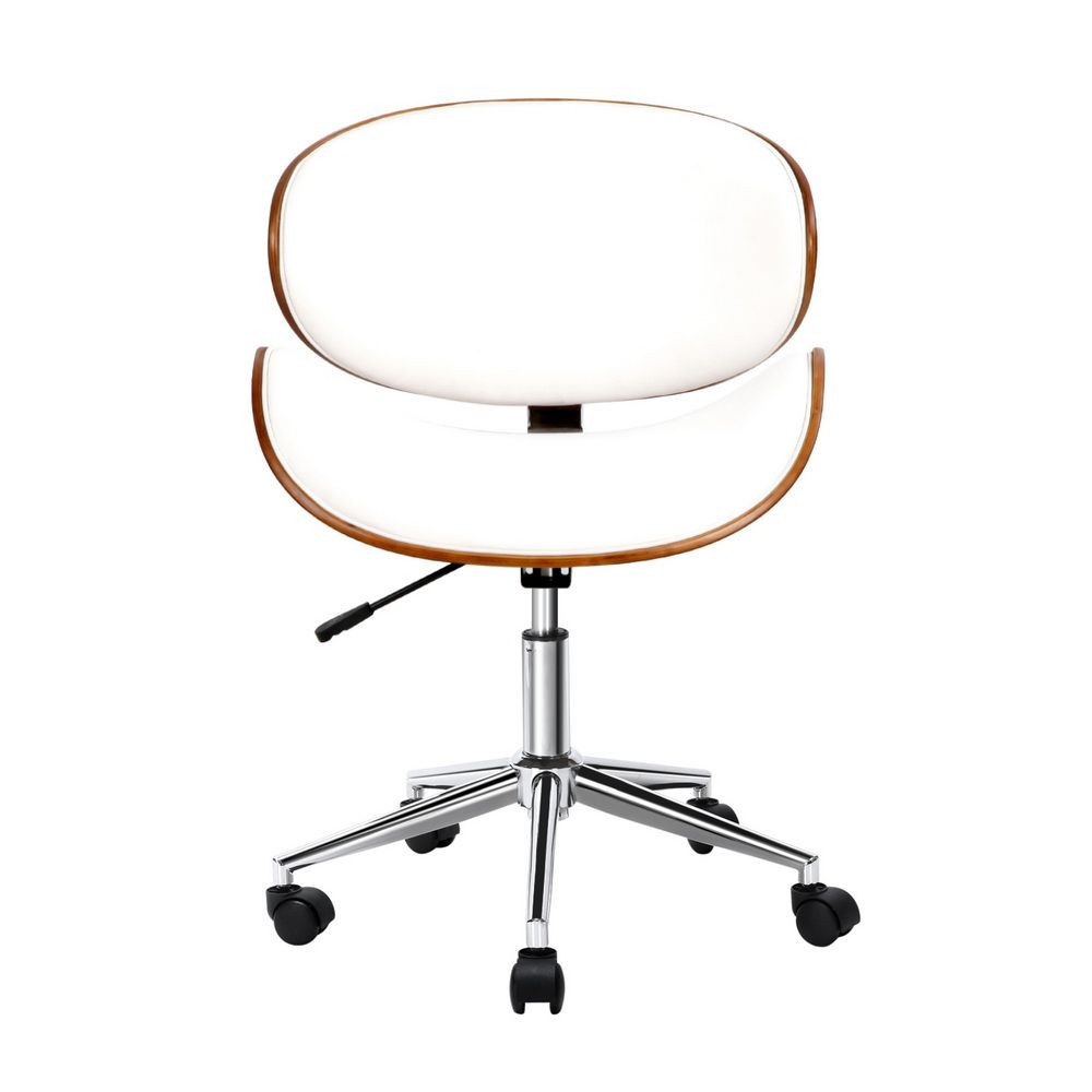 Dongara white and brown retro wooden office chair, view 3
