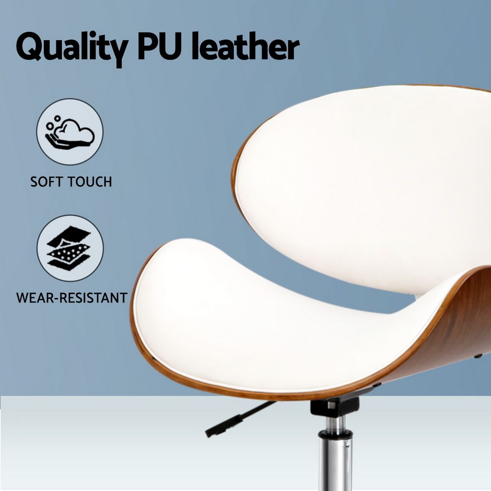 Dongara white and brown retro wooden office chair, view 5