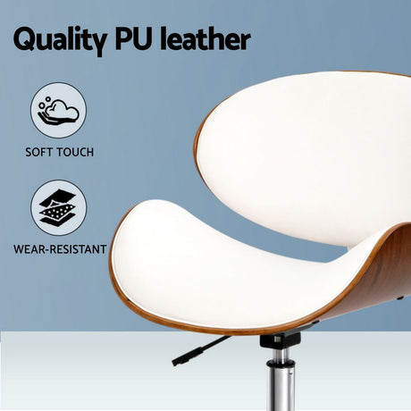 Dongara white and brown retro wooden office chair, view 5
