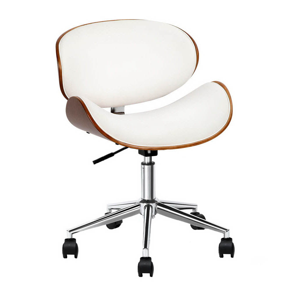 Artiss Elegant White Leather Seat Wooden Office Chair — Allure Home Collections