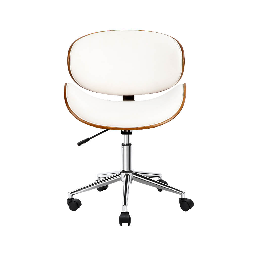 Artiss Elegant White Leather Seat Wooden Office Chair — Allure Home Collections