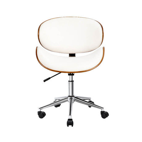 Artiss Elegant White Leather Seat Wooden Office Chair — Allure Home Collections