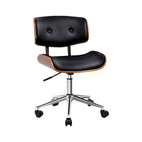 Nannup wooden frame office chair with black and brown PU seat in a home study