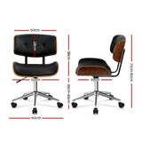 Artiss Wooden Frame Office Chair Black and Brown PU Seat — Allure Home Collections