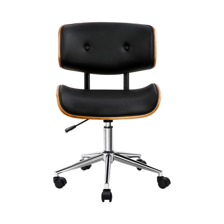 Artiss Wooden Frame Office Chair Black and Brown PU Seat — Allure Home Collections