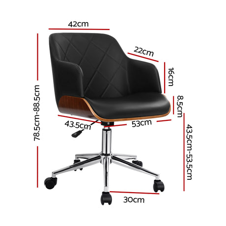 Cervantes black wooden framed faux leather office chair, view 2