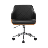 Cervantes black wooden framed faux leather office chair, view 3