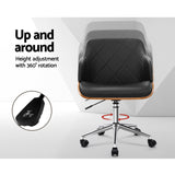 Cervantes black wooden framed faux leather office chair, view 4