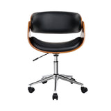 Pinjarra black and brown wooden office chair with winged back