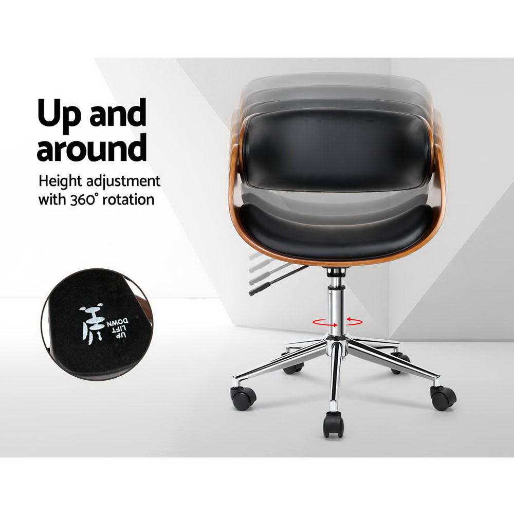Pinjarra black and brown wooden office chair with winged back