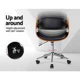 Pinjarra black and brown wooden office chair with winged back