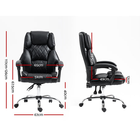 Artiss Black Leather Reclining Executive Chair