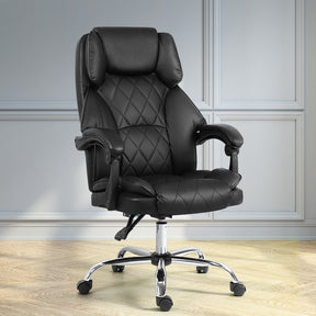 Fremantle black PU leather executive office chair in a home office