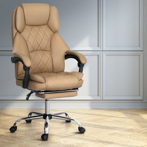 Fremantle espresso PU leather executive office chair with footrest in a home office