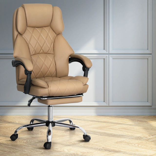 Artiss Espresso Executive Office Chair with Footrest Dual-Padded Leather — Allure Home Collections