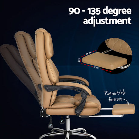 Artiss Espresso Executive Office Chair with Footrest Dual-Padded Leather — Allure Home Collections