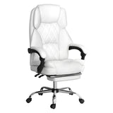 Artiss White Executive Leather Office Chair with Retractable Footrest — Allure Home Collections