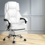 Artiss White Executive Leather Office Chair with Retractable Footrest — Allure Home Collections