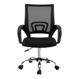 York black mesh office chair with chrome base in a home office