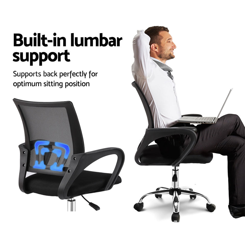 Artiss Mid-Back Mesh Office Chair Black Padded Seat — Allure Home Collections