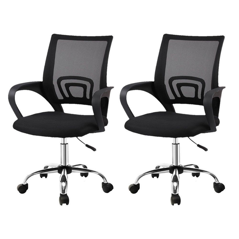 York black mesh office chair with chrome base in a home office