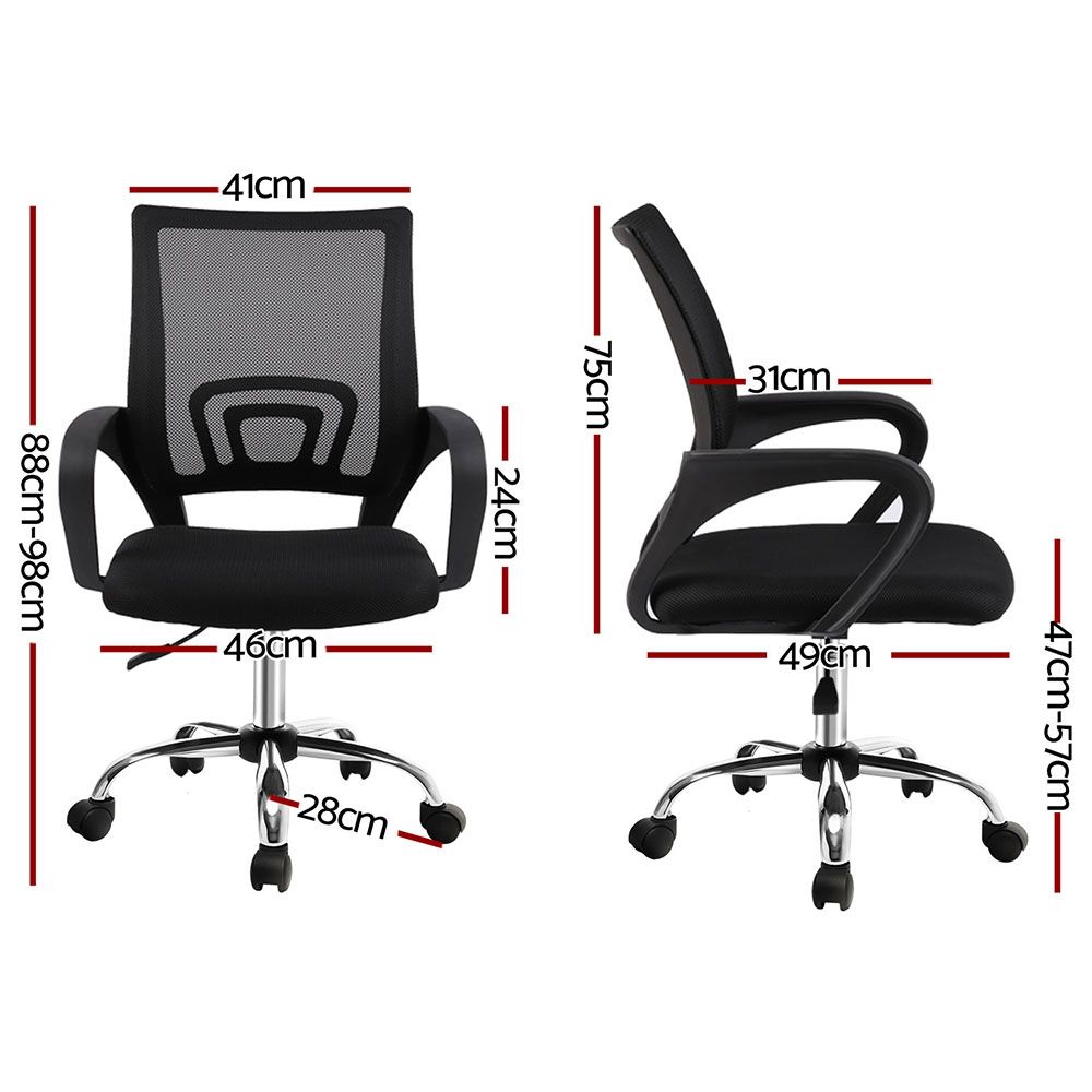 York black mesh office chair with chrome base in a home office
