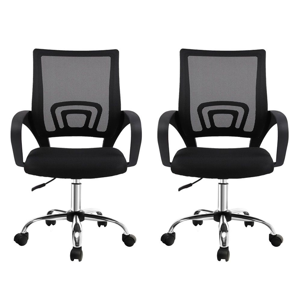 York black mesh office chair with chrome base in a home office