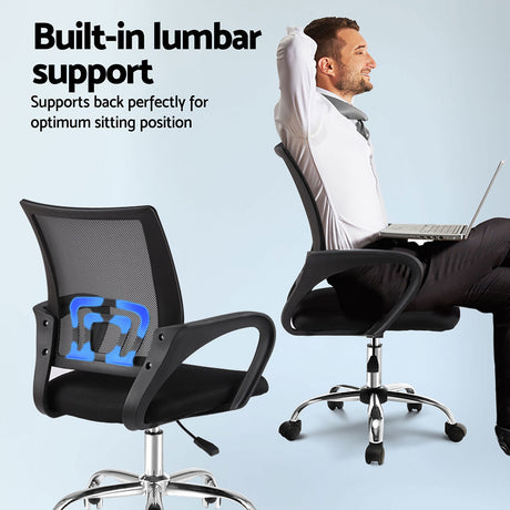 Artiss Mid-Back Mesh Office Chair Black Single — Allure Home Collections