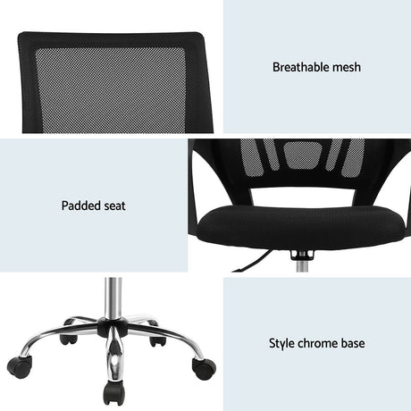 Artiss Mid-Back Mesh Office Chair Black Single — Allure Home Collections