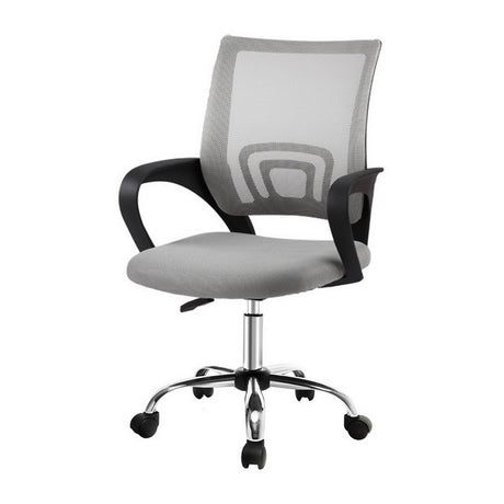York grey mesh office chair with chrome base in a home office