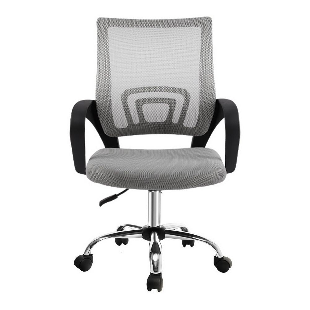 York grey mesh office chair with chrome base in a home office