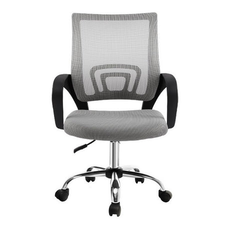 York grey mesh office chair with chrome base in a home office