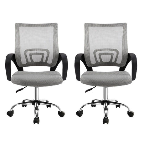 York grey mesh office chair with chrome base in a home office
